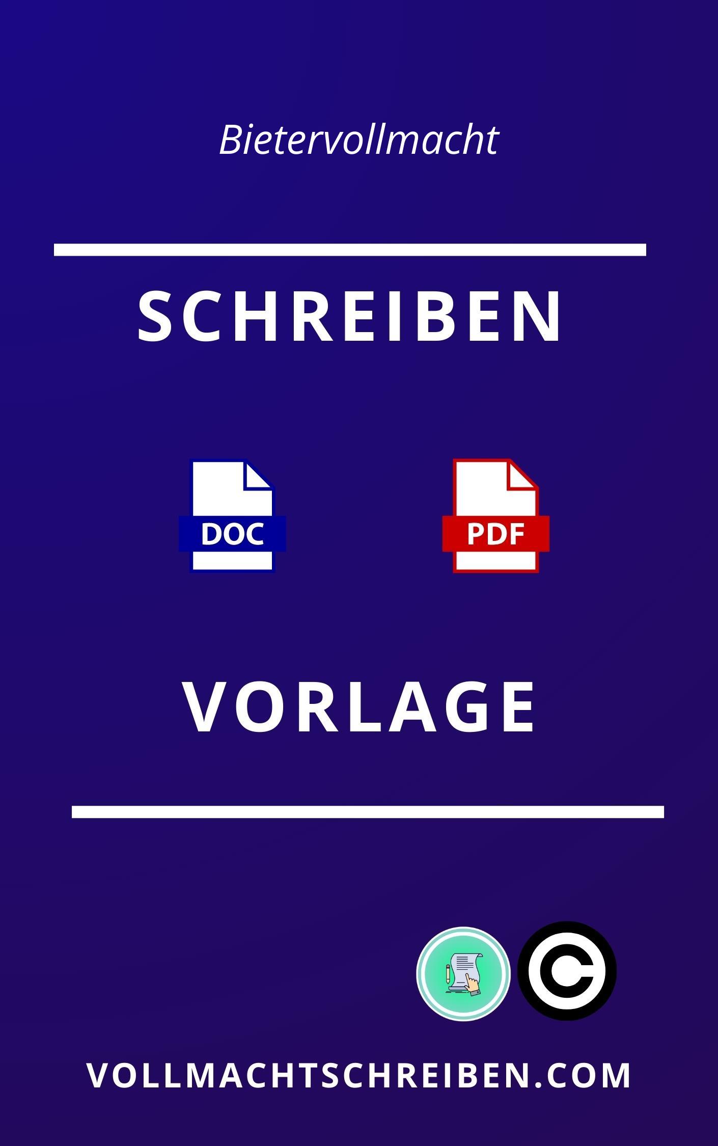 Bietervollmacht Schreiben Vorlage